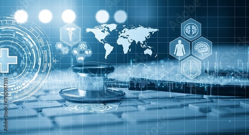 Wallpaper Mural Conceptual medical technology with futuristic elements showcasing global healthcare and digital health solutions Torontodigital.ca