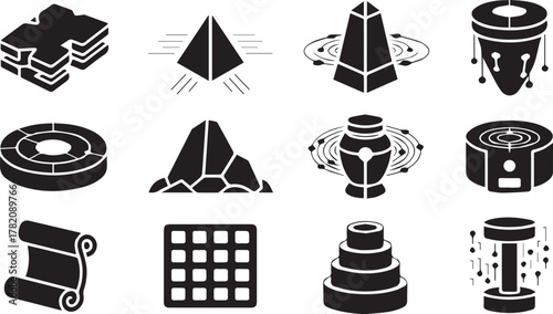 Isometric stacked jigsaw puzzle pieces icon symbol for logical thinking and problem solving