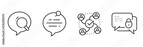Communication icons: chat, messaging, networking, privacy symbols