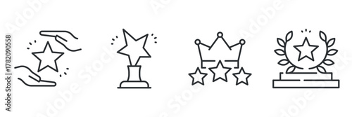 Star symbol collection: awards, crowns, and trophies icon set
