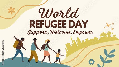 World Refugee Day with Family Illustration Representing Support, Welcome, and Empowerment