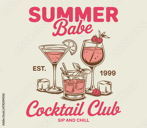 Retro cocktail poster design featuring espresso martini social club typography, pencil sketch engraving style, and vintage summer drink theme for fashion, labels, and t-shirt prints.