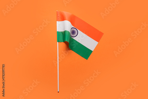 Flag of India on orange bac...