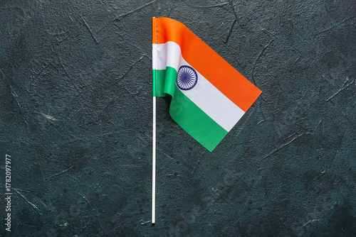 Flag of India on black back...