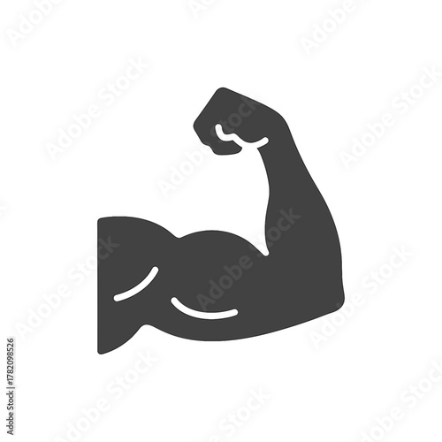 Strong Bicep Muscle Vector Icon, Fitness and Gym Workout Arm Strength Symbol on transparent background