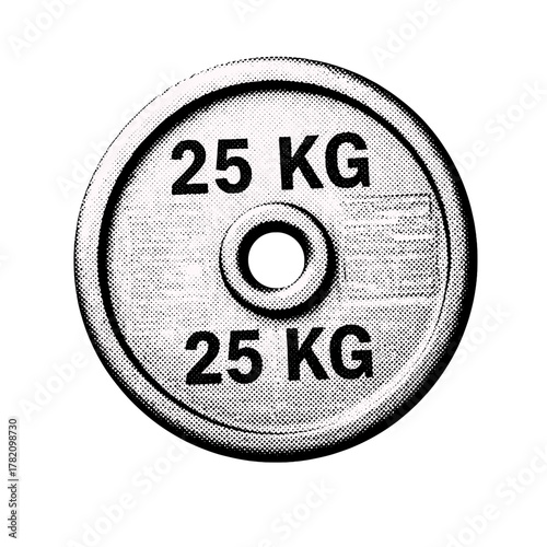 Vector Halftone 25 KG Weight Plate for Gym Fitness and Strength Training on Transparent Background