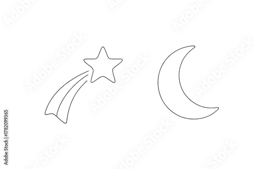 Stars and moon shining in the night sky with a whimsical design for creative inspiration