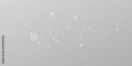Winter Snowfall PNG Background with Shining Snow Flakes.