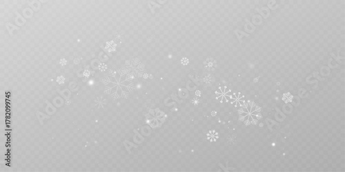 Winter Snowfall PNG Background with Shining Snow Flakes.