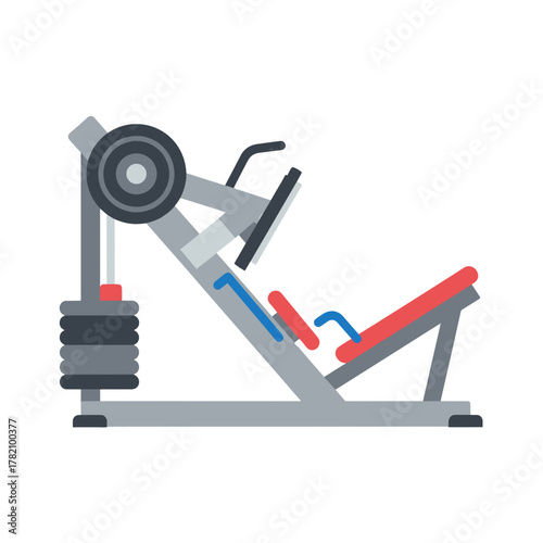 Flat Design Vector Leg Press Machine for Gym Workout and Fitness Training on Transparent Background