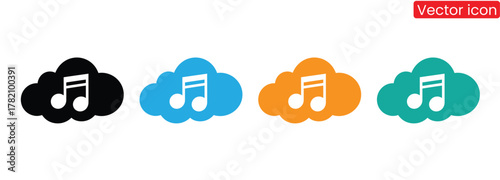 Vibrant cloud music icons for digital streaming services and app design,Modern music cloud logo design template. Music app symbol vector illustration.