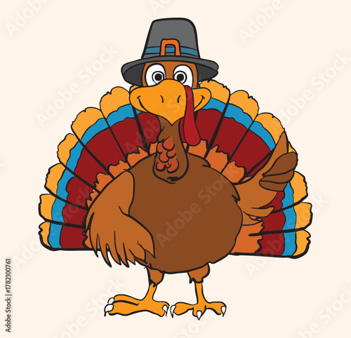 Thanksgiving Turkey Illustration with Festive Colors