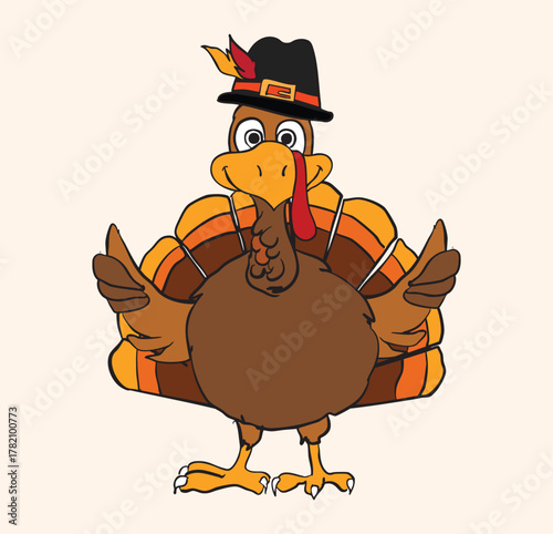 Cool Turkey Thanksgiving Bird Illustration