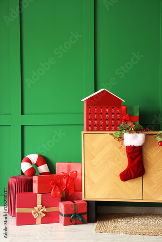 Wooden cabinet with advent ...