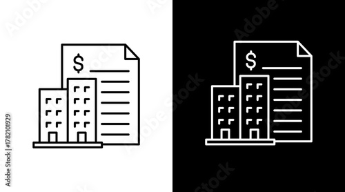 Construction Financing White Icon Set Design