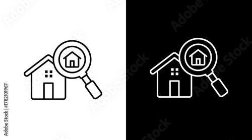 Property Search White Icon Set Design