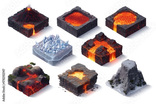 Lava and Ice Textures Set for Game Design and Digital Artwork