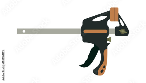 Modern Adjustable Clamp Isolated Vector Illustration. Modern adjustable clamp vector illustration depicting a versatile woodworking tool with ergonomic design