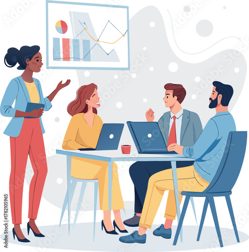 Diverse Board Members in a Meeting A Vector Illustration Representing Inclusion Equality and Multiculturalism in Corporate Leadership and Decision Making within a Boardroom Setting