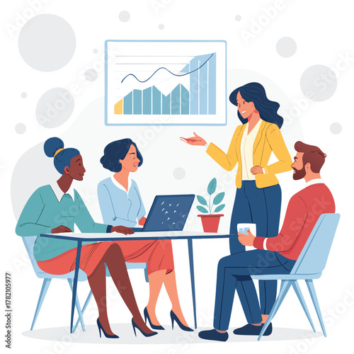 Diverse Board Representation A Vector Illustration of Inclusion Equity and Leadership in Corporate Governance Featuring a Variety of Professionals in a Meeting Setting