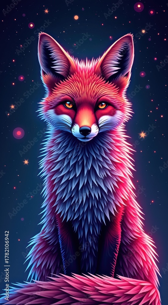 Obraz premium Red fox sitting on a rock animal background