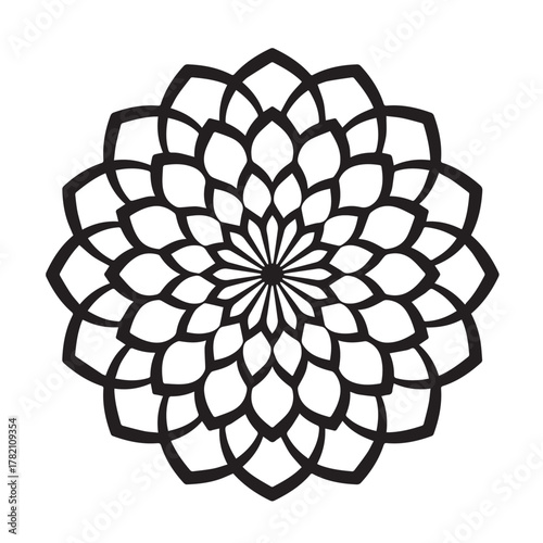 A geometric flower pattern, showcasing intricate symmetry and radial design, creating a visually captivating and harmonious composition