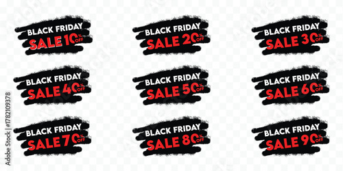 black friday discount labels set | percentage off sale badges | 50 percent off 10% 20% 30% 40% 50% 60% 70% 80% 90% offer stickers