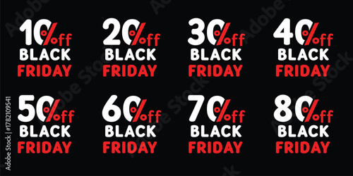 black friday discount labels set | percentage off sale badges | 50 percent off 10% 20% 30% 40% 50% 60% 70% 80% 90% offer stickers