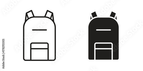 Backpack icon for template. Icon vector graphic set