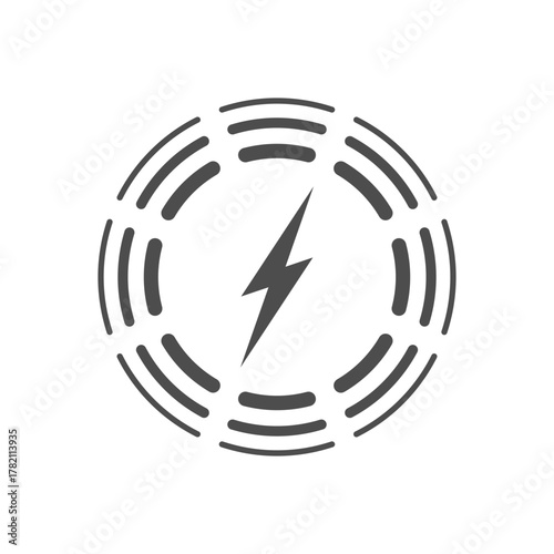 Wireless charging graphic icon. Lightning in circles sign isolated on white background. Wireless technology symbol. Vector illustration