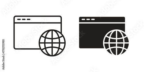 Browser icon for template. Icon vector graphic set