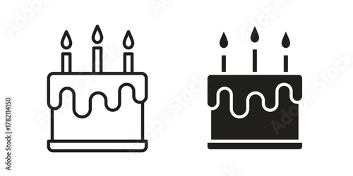Cake birthday icon for template. Icon vector graphic set