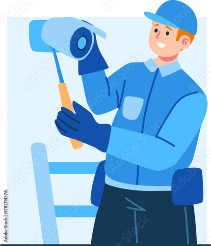painter technician character illustration