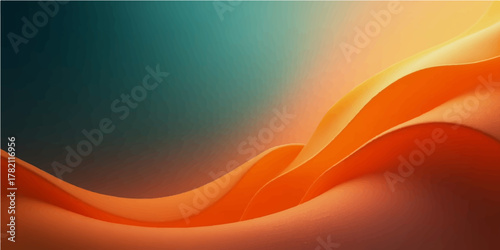 Abstract orange wave design illustration vector wallpaper with flowing lines and sun-like energy
