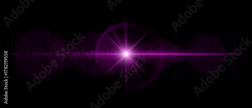Optical lens flare with bright central light, soft reflections, and glowing dust particles. Perfect for overlays, sci-fi effects, and luminous digital visuals.