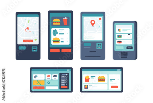 Self service fast food ordering kiosk touch screen interface