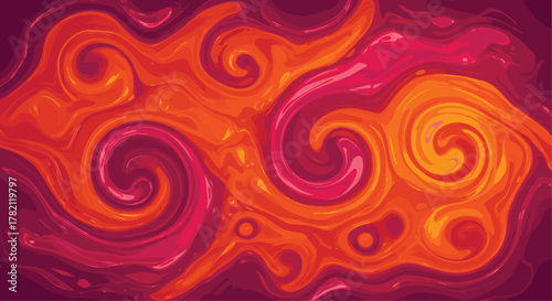 Mesmerizing abstract background showcasing a vibrant tapestry of swirling colors, fluid motion, and energetic organic patterns in fiery orange, crimson, and passionate pink