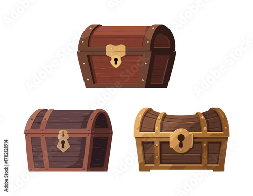 Wooden treasure chests finding adventure, wealth, and mystery