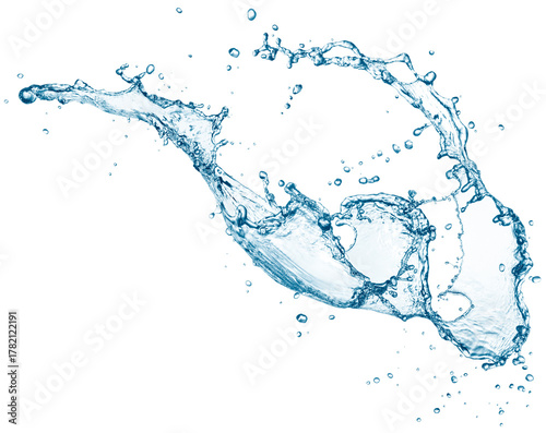 Blue water splash isolated