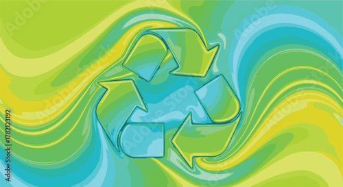 Eco-Friendly Symbol Recycling Icon on Abstract Background for Environmental Design Projects