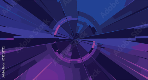 Abstract geometric pattern with radial lines and a dynamic interplay of colors