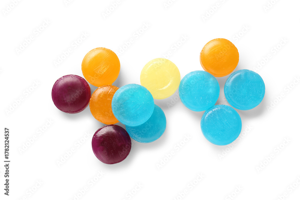 Fototapeta premium Different cough drops on white background