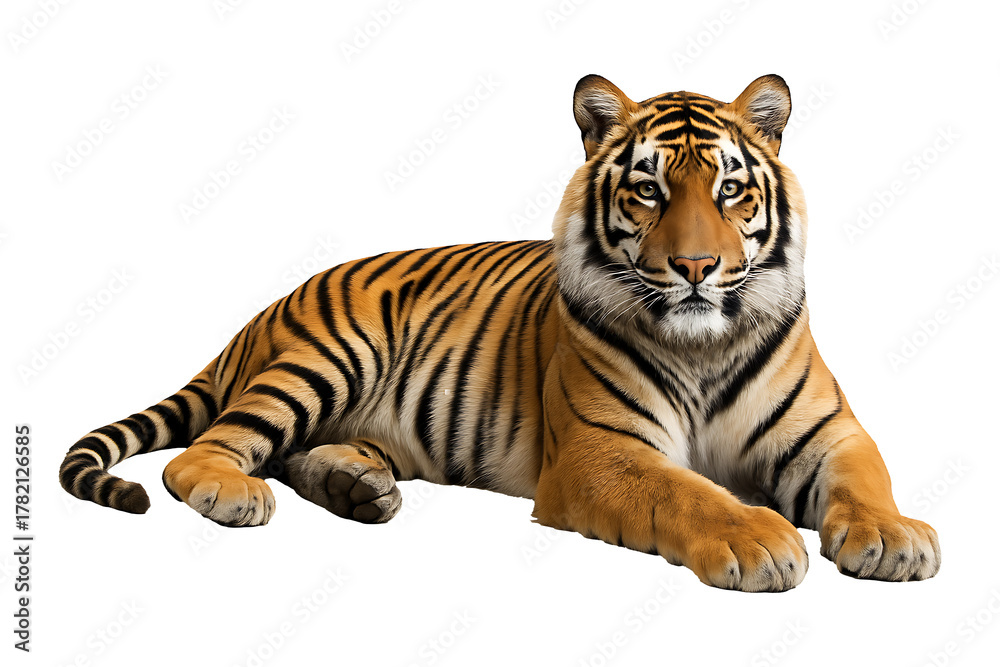 Naklejka premium Regal Tiger Portrait Isolated on a Transparent Background
