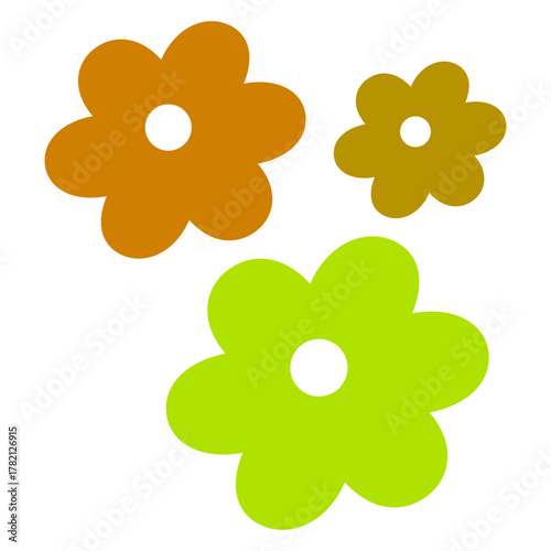 Minimalist Colorful Flower Arrangement with Six Petals and Round Centers Illustration