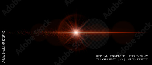 Colorful glowing lens flare with bright burst, smooth reflection, and flying light particles. Great for photo overlays, motion design, and bright effects.