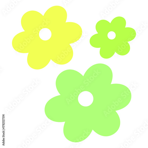 Simple Flat Colorful Flower Icon Illustration with Central Circle Shape