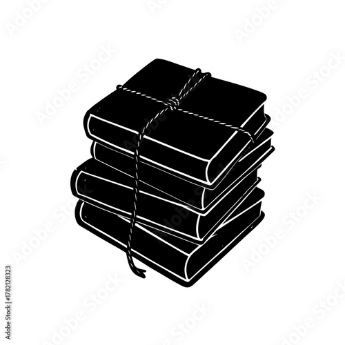 Stacked vintage books tied with string, a symbol of knowledge