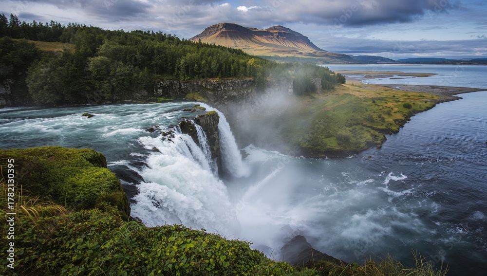 Fototapeta premium Latefoss waterfall in Norway, showcasing the risk of erosion