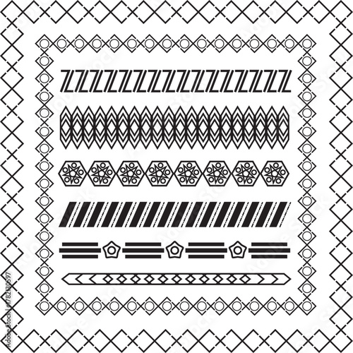 Collection of geometric line art borders and dividers