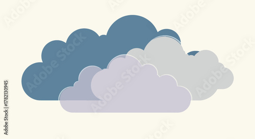 Overlapping Clouds Illustration A Serene and Minimalist Vector Design